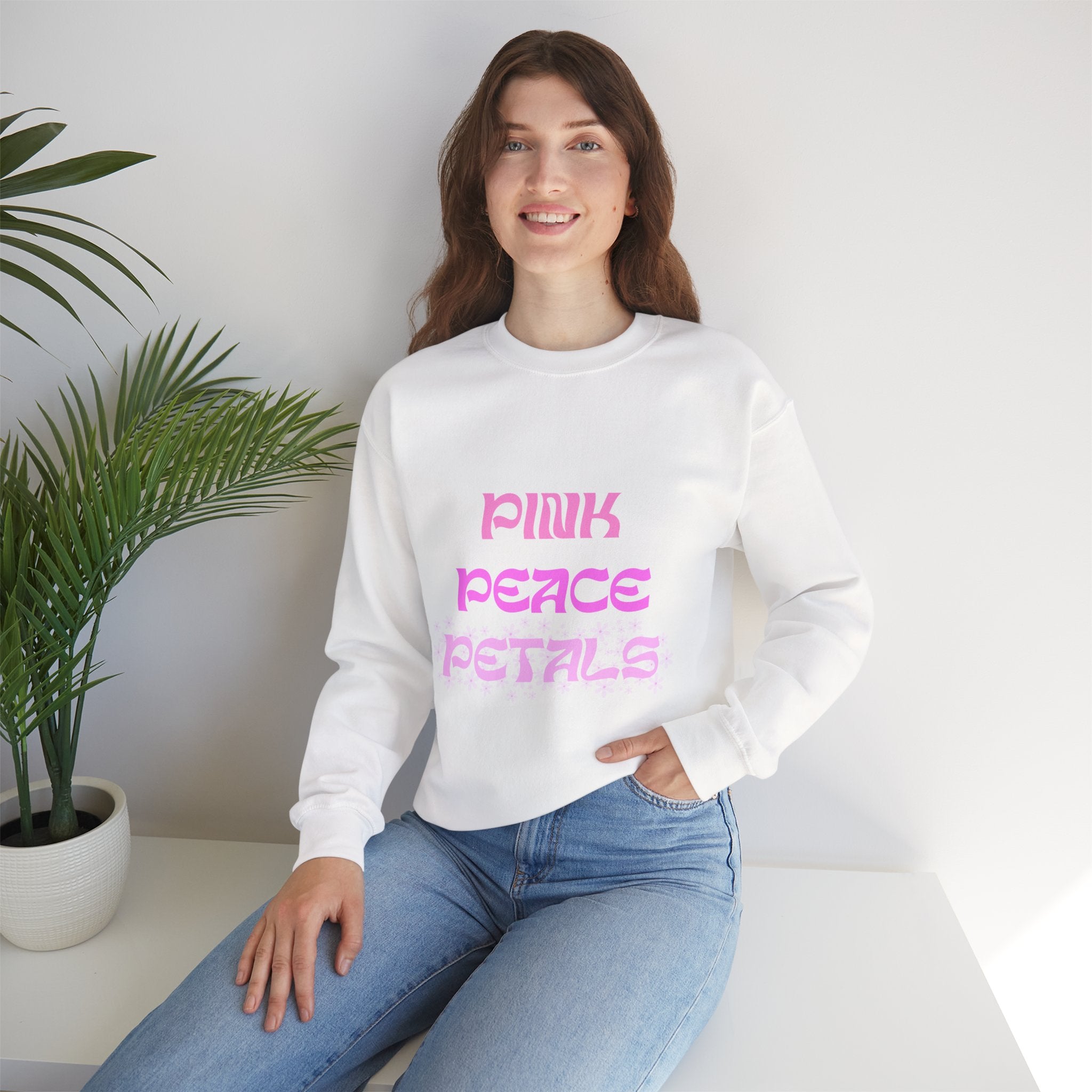 Crewneck Sweatshirt — Pink Peace Petals Graphic