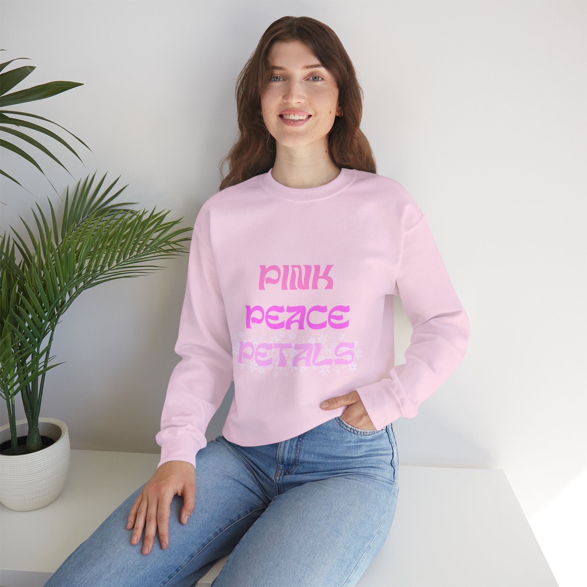 Crewneck Sweatshirt — Pink Peace Petals Graphic