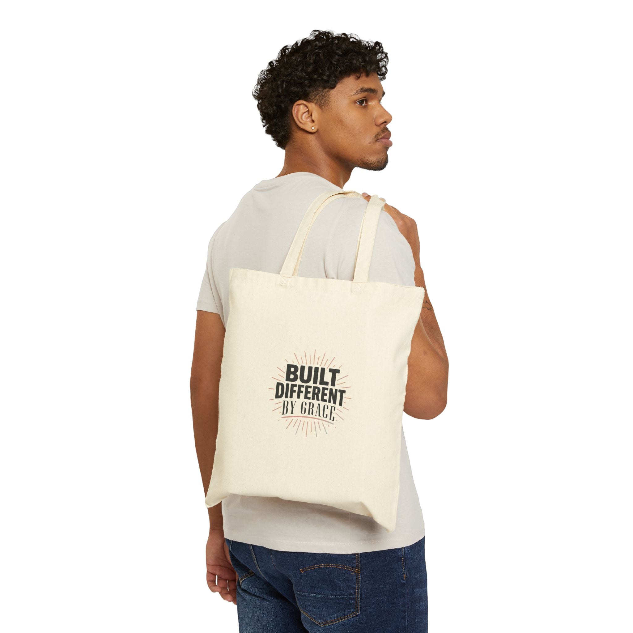 Built Different by Grace Tote | Christian Streetwear, Bold Type